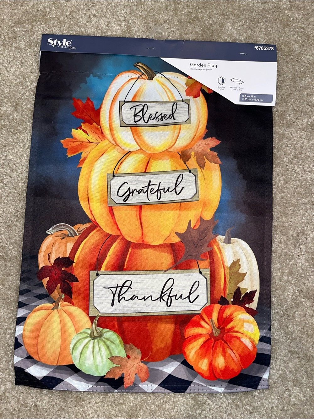 Style Select Products Fall Pumpkin Garden Flag - Orange